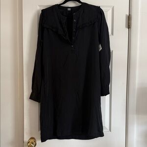 Old Navy Black Midi Dress with Ruffle Yoke
